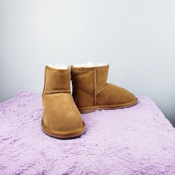 CALF LEATHER+SHEEPSKIN SHEARLING WOOL FUR Brown Native Snow Boot W7us - new - Picture 4 of 8